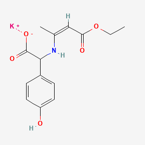 Potassium (R)-((3-ethoxy-1-methyl-3-oxoprop-1-enyl)amino)(4-hydroxyphenyl)acetate structure, CAS 57938-86-0