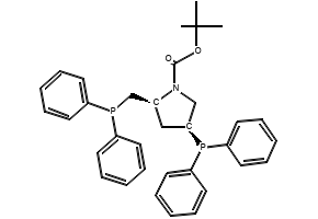 (2S,4S)-(-)-N-BOC-4-Diphenylphosphino-2-diphenylphosphinomethyl-pyrrolidine structure, CAS 61478-28-2