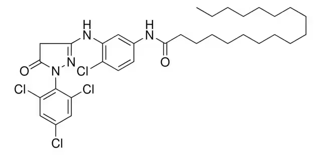 2-(3-tert-Butyl-4-hydroxyphenoxy)-N-(4-chloro-3-((4,5-dihydro-4-(1-naphthylazo)-5-oxo-1-(2,4,6-trichlorophenyl)-1H-pyrazol-3-yl)amino)phenyl)myristamide structure, CAS 63089-83-8
