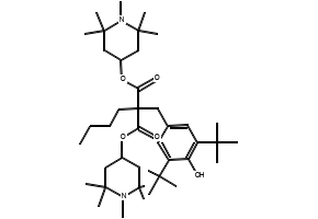 Bis(1,2,2,6,6-pentamethyl-4-piperidyl) [[3,5-bis(1,1-dimethylethyl)-4-hydroxyphenyl]methyl]butylmalonate structure, CAS 63843-89-0