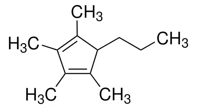 Tetramethyl(n-propyl)cyclopentadiene structure, CAS 64417-12-5