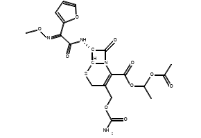 Cefuroxime 1-acetoxyethyl ester structure, CAS 64544-07-6