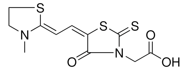 5-[(3-Methylthiazolidin-2-ylidene)ethylidene]-4-oxo-2-thioxothiazolidin-3-acetic acid structure, CAS 65152-09-2