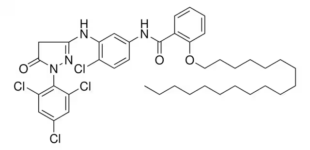 2-(3-tert-Butyl-4-hydroxyphenoxy)-N-(4-chloro-3-((4-((3,4-dimethoxyphenyl)azo)-4,5-dihydro-5-oxo-1-(2,4,6-trichlorophenyl)-1H-pyrazol-3-yl)amino)phenyl)myristamide structure, CAS 65293-90-5