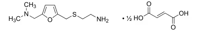 2-[([5-[(Dimethylamino)methyl]-2-furyl]methyl)thio]ethan-1-amine structure, CAS 66356-53-4