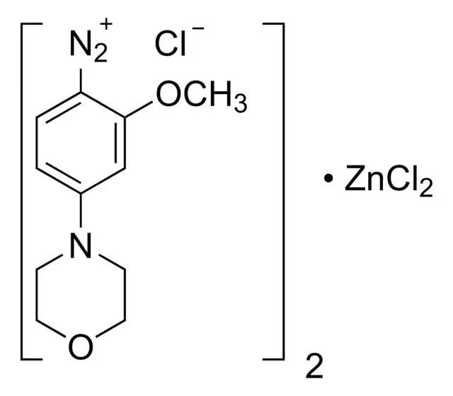 2-Methoxy-4-morpholinobenzenediazonium chloride zinc chloride double salt structure, CAS 67801-08-5