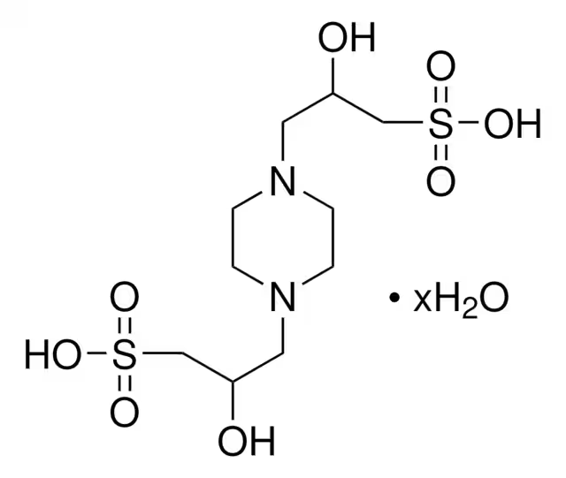 Piperazine-1,4-bis(2-hydroxypropanesulfonic acid) dihydrate structure, CAS 68189-43-5
