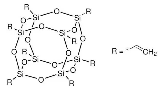Octavinyloctasilasesquioxane structure, CAS 69655-76-1