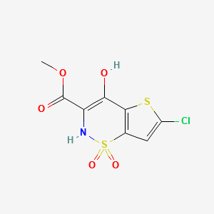 6-Chloro-4-hydroxy-3-methoxycarbonyl-2H-thieno[2,3-e]-1,2-thiazine-1,1-dioxide structure, CAS 70374-51-5
