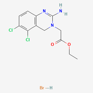 Ethyl 5,6-dichloro-3,4-dihydro-2(1H)-iminoquinazoline-3-acetate hydrobromide structure, CAS 70381-75-8
