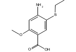 2-Methoxy-4-amino-5-ethylthiobenzoic acid structure, CAS 71675-86-0