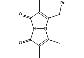 3-(Bromomethyl)-2,6,7-trimethyl-1H,5H-pyrazolo[1,2-a]pyrazole-1,5-dione structure, CAS 74235-78-2