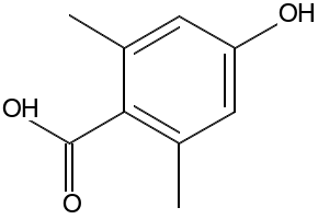 4-Hydroxy-2,6-dimethylbenzoic acid structure, CAS 75056-97-2