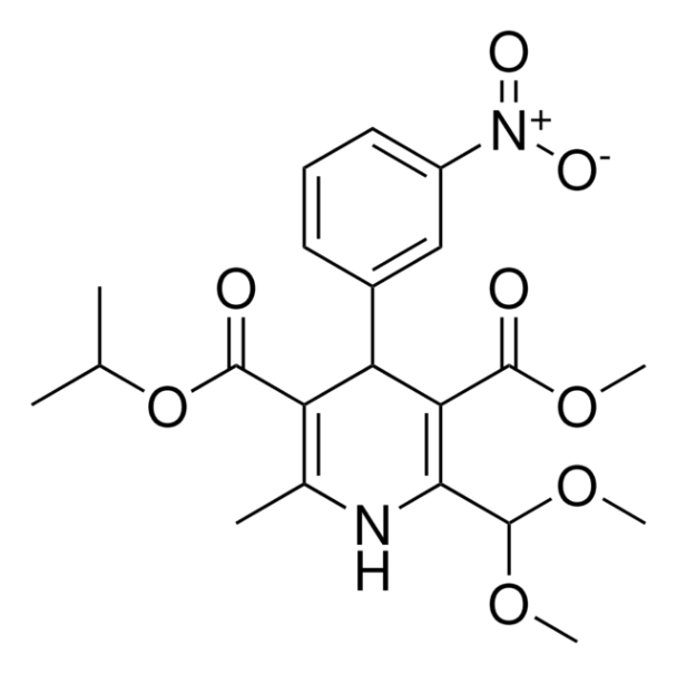5-Isopropyl-3-methyl 2-formyl-1,4-dihydro-6-methyl-4-(3-nitrophenyl)-3,5-pyridinedicarboxylate structure, CAS 75530-60-8