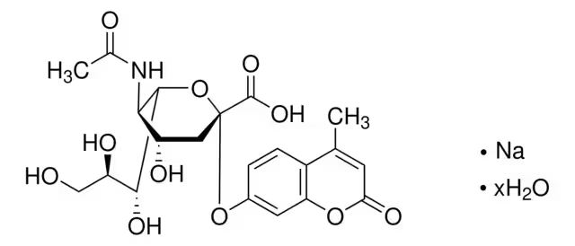 N-Acetyl-2-O-(4-methyl-2-oxo-2H-1-benzopyran-7-yl)-alpha-neuraminic acid monosodium salt structure, CAS 76204-02-9