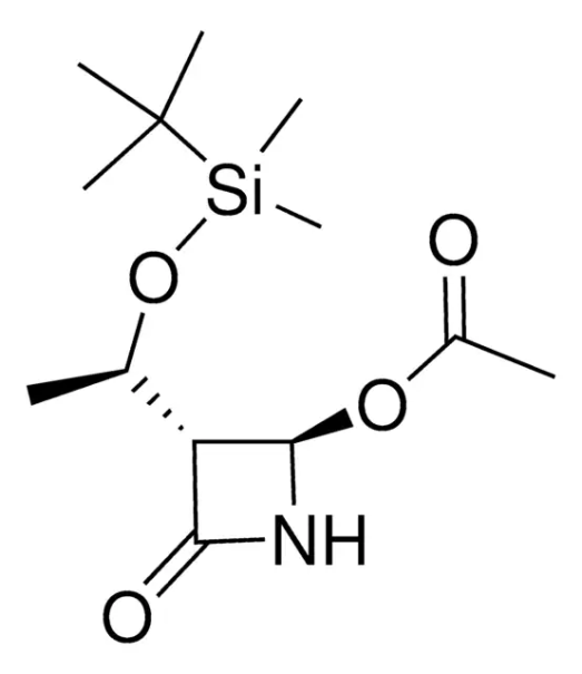 (3S,4R)-4-Acetoxy-3-[(R)-1-(tert-butyldimethylsilyloxy)ethyl]azetidin-2-one structure, CAS 76855-69-1