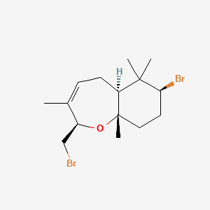 (2R,5aS,7S,9aS)-7-Bromo-2-(bromomethyl)-2,5,5a,6,7,8,9,9a-octahydro-3,6,6,9a-tetramethyl-1-benzoxepin structure, CAS 77249-85-5