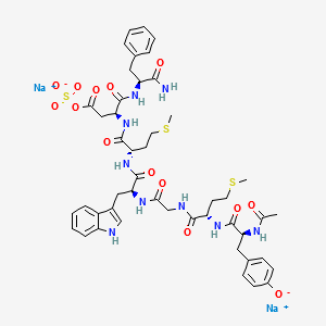 N-Acetyl-O-sulfo-L-tyrosyl-L-methionylglycyl-L-tryptophyl-L-methionyl-L-alpha-aspartyl-L-phenylalaninamide structure, CAS 77275-51-5