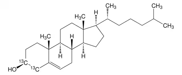 Cholesterol-3,4-13C2 structure, CAS 78887-48-6