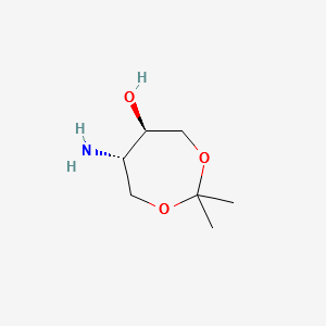 trans-5-Amino-6-hydroxy-2,2-dimethyl-1,3-dioxacyloheptane structure, CAS 79944-37-9
