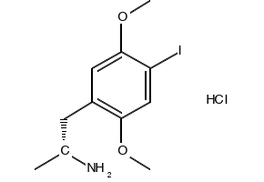 (-)-2,5-Dimethoxy-4-iodoamphetamine hydrochloride structure, CAS 82864-02-6