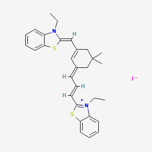 3-Ethyl-2-[3-[3-[(3-ethyl-3H-benzothiazol-2-ylidene)methyl]-5,5-dimethylcyclohex-2-en-1-ylidene]prop-1-enyl]benzothiazolium iodide structure, CAS 83846-69-9