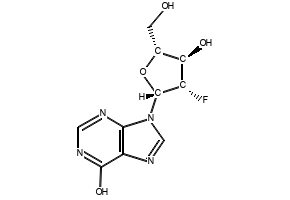 9-(2-Deoxy-2-fluoro-beta-D-arabinofuranosyl)-1,9-dihydro-6H-purin-6-one structure, CAS 98983-40-5