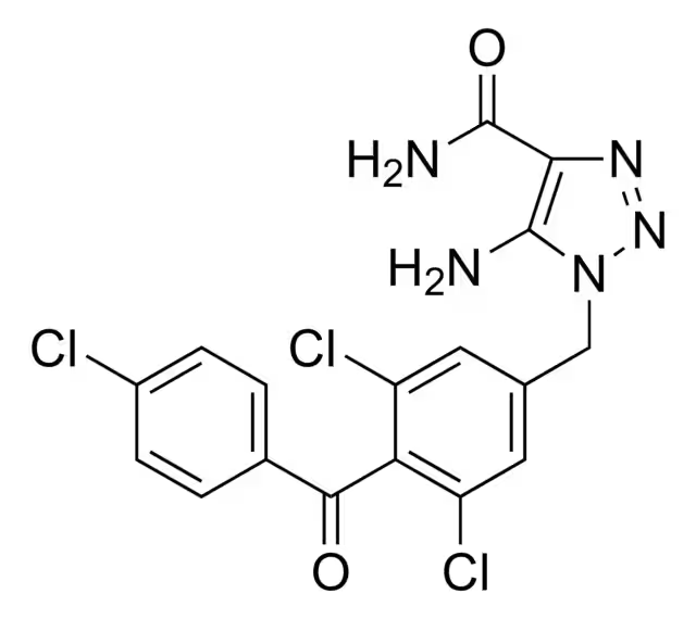 5-Amino-1-(3,5-dichloro-4-(4-chlorobenzoyl)benzyl)-1H-1,2,3-triazole-4-carboxamide structure, CAS 99519-84-3