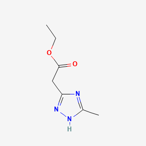 Ethyl 2-(5-methyl-4H-1,2,4-triazol-3-yl)acetate structure, CAS 100187-10-8