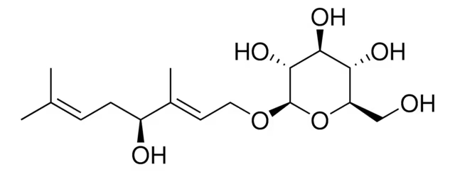 (2E,4S)-4-Hydroxy-3,7-dimethyl-2,6-octadien-1-yl beta-D-glucopyranoside structure, CAS 100462-37-1