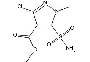 5-(Aminosulfonyl)-3-chloro-1-methyl-1H-pyrazole-4-carboxylic acid methyl ester structure, CAS 100784-27-8