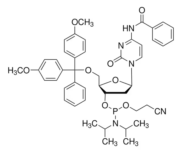 5'-O-(4,4'-Dimethoxytrityl)-N4-benzoyl-2'-deoxycytidine-3'-(2-cyanoethyl-N,N-diisopropyl)phosphoramidite structure, CAS 102212-98-6