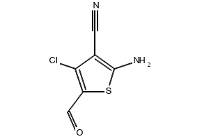 2-Amino-3-cyano-4-chlorothiophene-5-carboxaldehyde structure, CAS 104366-23-6
