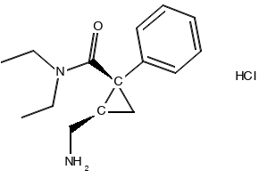 (E)-2-(Aminomethyl)-N,N-diethyl-1-phenylcyclopropanecarboxamide hydrochloride structure, CAS 105310-47-2