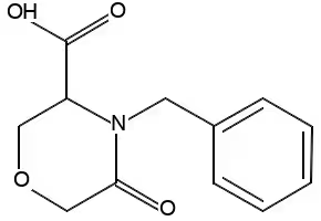 (S)-4-Benzyl-5-oxomorpholine-3-carboxylic acid structure, CAS 106910-79-6