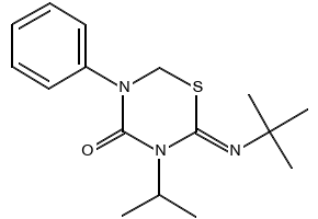 (Z)-2-(tert-Butylimino)-3-isopropyl-5-phenyl-1,3,5-thiadiazinan-4-one structure, CAS 107484-86-6