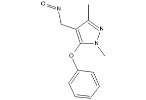 Pyrazole-1,3-dimethyl-5-phenoxy-4-carboxaldehyde oxime structure, CAS 110035-28-4