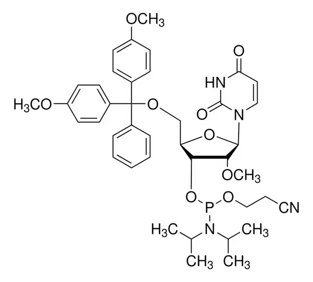 5'-O-(4,4-Dimethoxytrityl)-2'-O-methyluridine-3'-(2-cyanoethyl-N,N-diisopropyl)phosphoramidite structure, CAS 110764-79-9