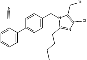 4'-[(2-Butyl-4-chloro-5-hydroxymethyl-1H-imidazol-1-yl)methyl]-1,1'-biphenyl-2-carbonitrile structure, CAS 114772-55-3
