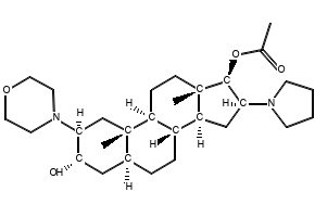 (2b,3a,5a,16b,17b)-17-Acetoxy-3-hydroxy-2-(4-morpholinyl)-16-(1-pyrrolidinyl)androstane structure, CAS 119302-24-8