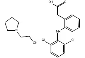 Diclofenac epolamine structure, CAS 119623-66-4