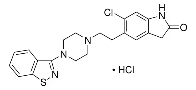 5-[2-[4-(1,2-Benzisothiazol-3-yl)-1-piperazinyl]ethyl]-6-chloro-1,3-dihydro-2H-indol-2-one hydrochloride structure, CAS 122883-93-6