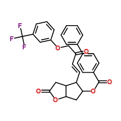 [1,1'-Biphenyl]-4-carboxylic acid hexahydro-2-oxo-4-[3-oxo-4-[3-(trifluoromethyl)phenoxy]-1-buten-1-yl]-2H-cyclopenta[b]furan-5-yl ester structure, CAS 122921-57-7