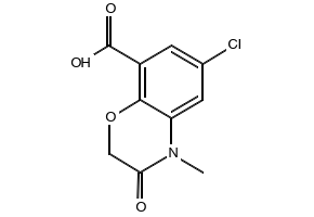 6-Chloro-3,4-dihydro-4-methyl-3-oxo-2H-1,4-benzoxanine-8-carboxylic acid structure, CAS 123040-79-9