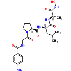 4-Aminobenzoyl-Gly-Pro-D-Leu-D-Ala hydroxamic acid structure, CAS 124168-73-6