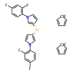 Bis(cyclopenta-1,3-diene)bis(1-(2,4-difluorophenyl)-3H-pyrrol-3-yl)titanium structure, CAS 125051-32-3