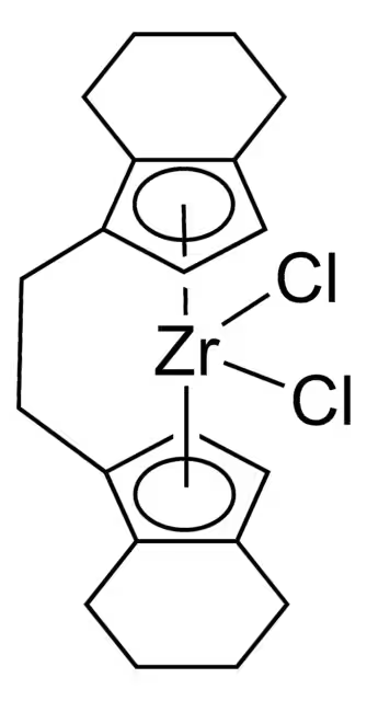 rac-Dimethylsilylenebis(4,5,6,7-tetrahydro-1-indenyl)zirconium dichloride structure, CAS 126642-97-5
