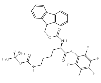 N'-(tert-Butoxycarbonyl)-N-(9-fluorenylmethyloxycarbonyl)-D-lysine pentafluorophenyl ester structure, CAS 133083-36-0
