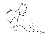 Isopropylidene(3-methylcyclopentadienyl)(9-fluorenyl)zirconium dichloride structure, CAS 133190-48-4