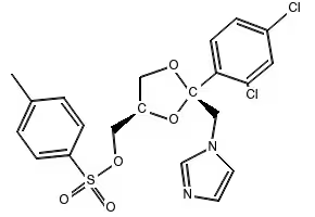 cis-[2-(2,4-Dichlorophenyl)-2-(1H-imidazol-1-ylmethyl)-1,3-dioxolan-4-yl]methyl-4-methylbenzenesulphonate structure, CAS 134071-44-6